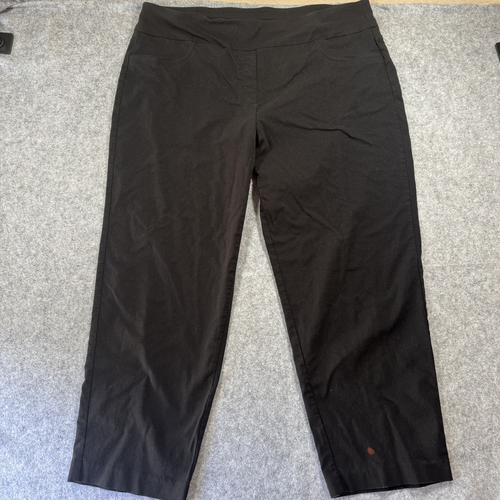 Ruby Rd. Woman Pull-On Capri Pants 24W Black Stretch Rayon Blend
